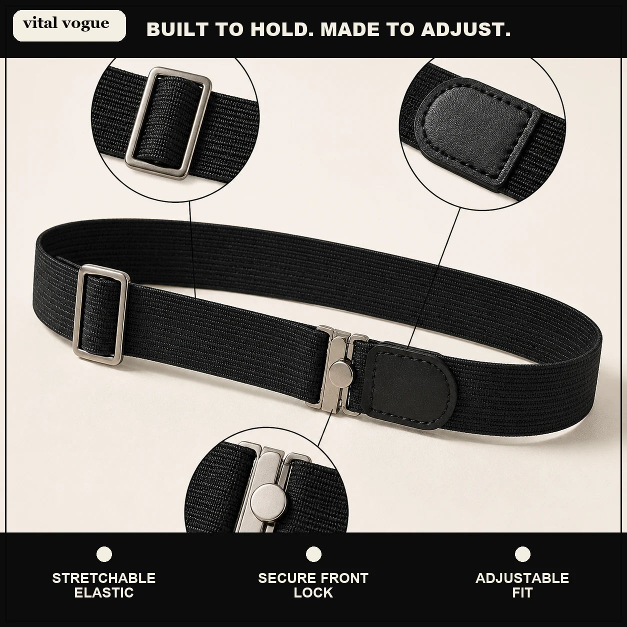VitalVogue Stay-Tucked Shirt Belt for Men and Women