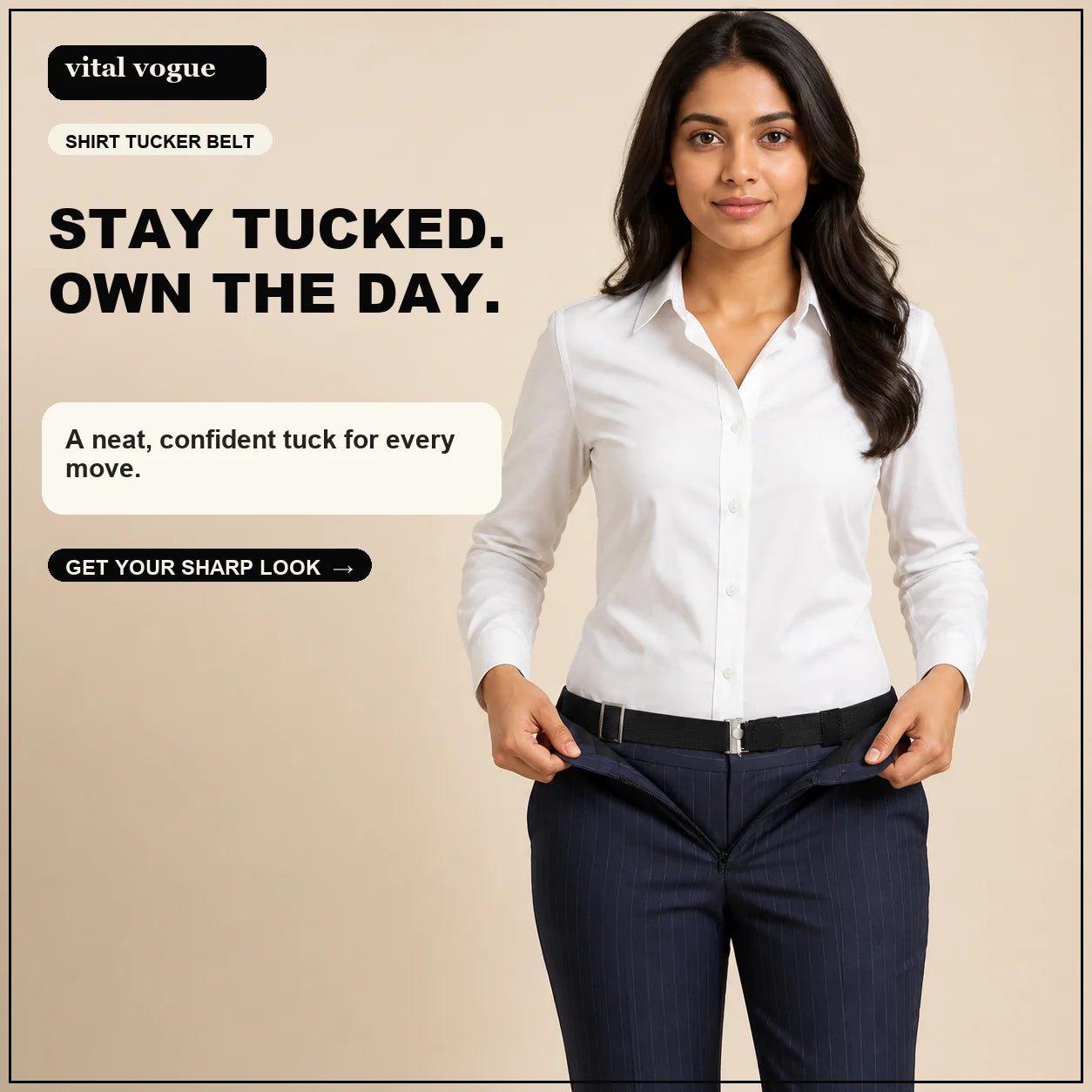 VitalVogue Stay-Tucked Shirt Belt for Men and Women