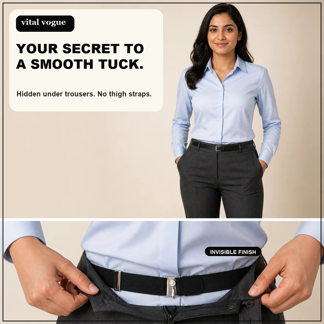 VitalVogue Stay-Tucked Shirt Belt for Men and Women