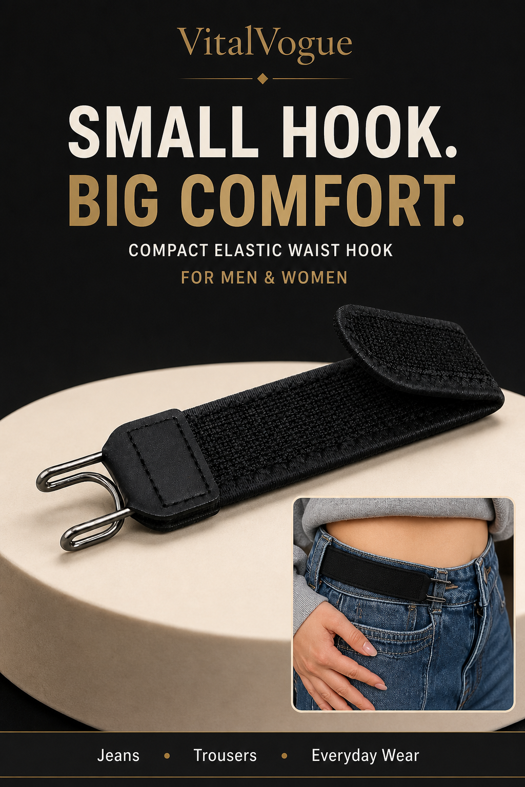 VitalVogue No-Buckle Stretch Belt: Slim, Secure & Comfortable for Men and Women