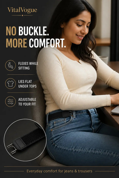 VitalVogue No-Buckle Stretch Belt: Slim, Secure & Comfortable for Men and Women