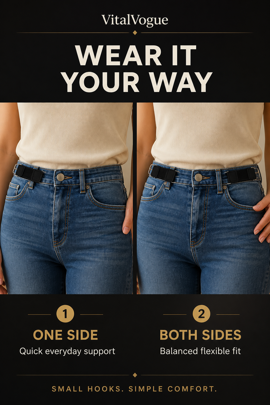 VitalVogue No-Buckle Stretch Belt: Slim, Secure & Comfortable for Men and Women