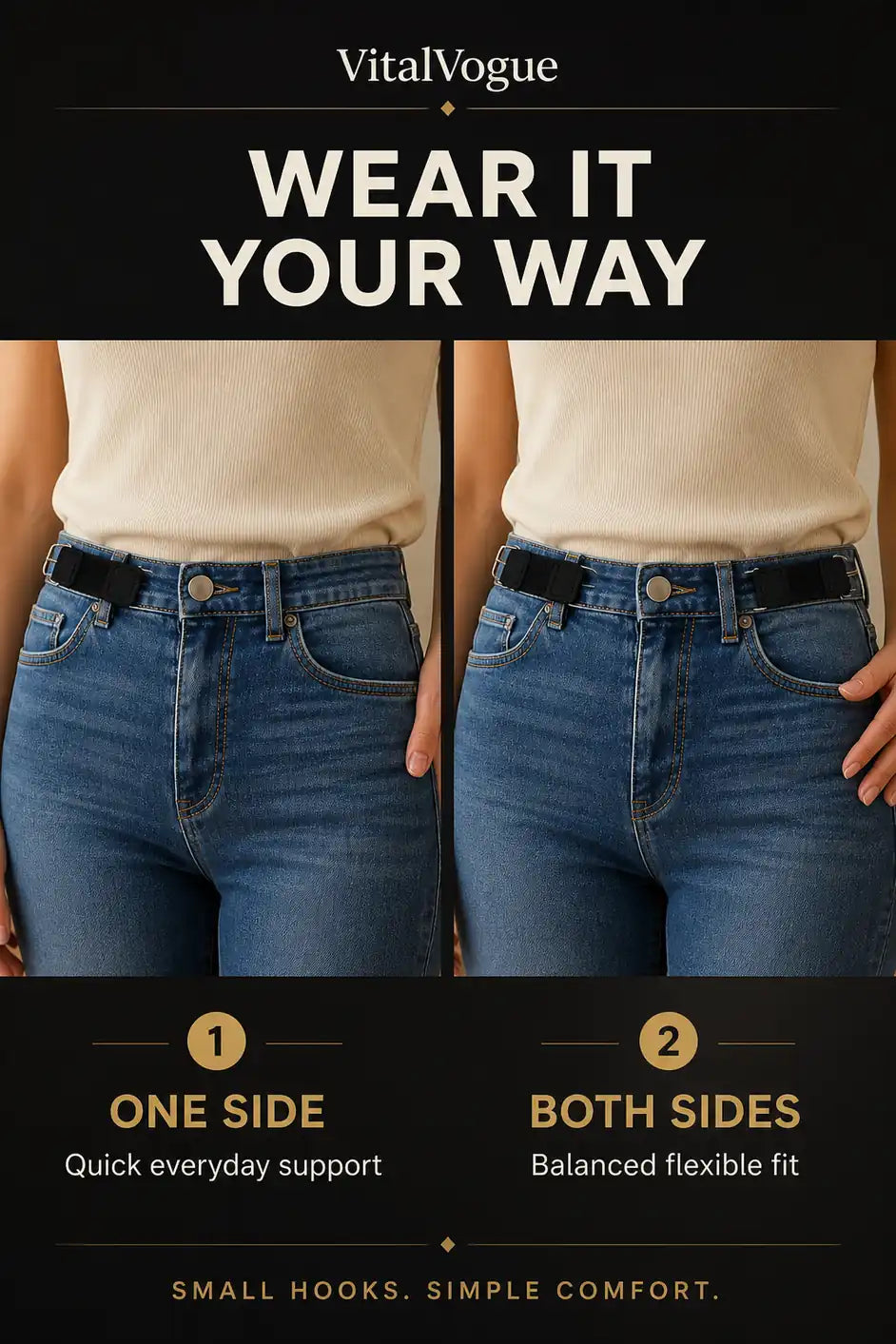 VitalVogue No-Buckle Stretch Belt: Slim, Secure & Comfortable for Men and Women