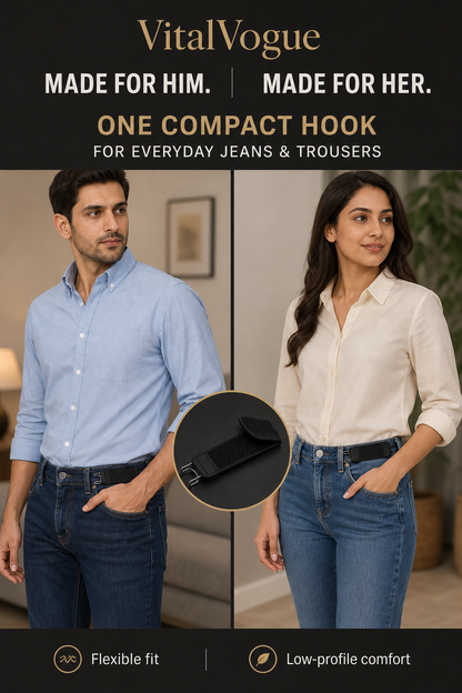 VitalVogue No-Buckle Stretch Belt: Slim, Secure & Comfortable for Men and Women
