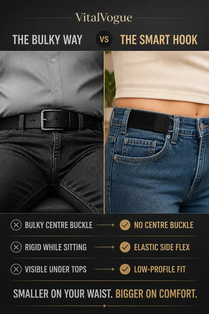 VitalVogue No-Buckle Stretch Belt: Slim, Secure & Comfortable for Men and Women